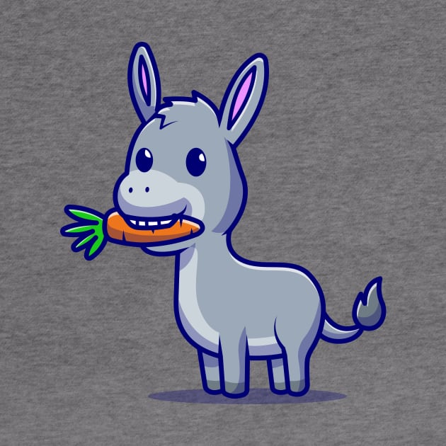 Cute Donkey Eating Carrot Cartoon Vector Icon Illustration by Catalyst Labs